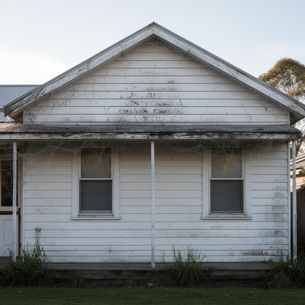 Weatherboard house wash before