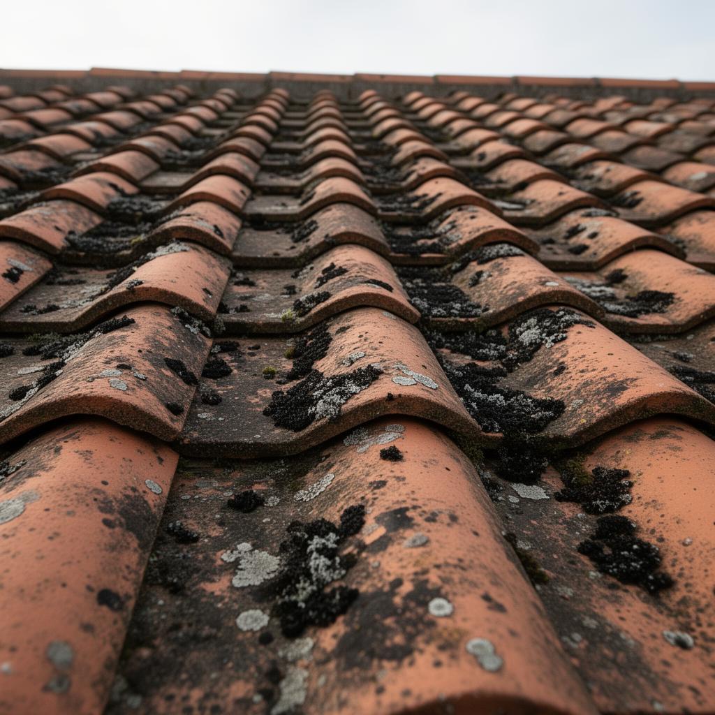 Tiled roof soft wash before